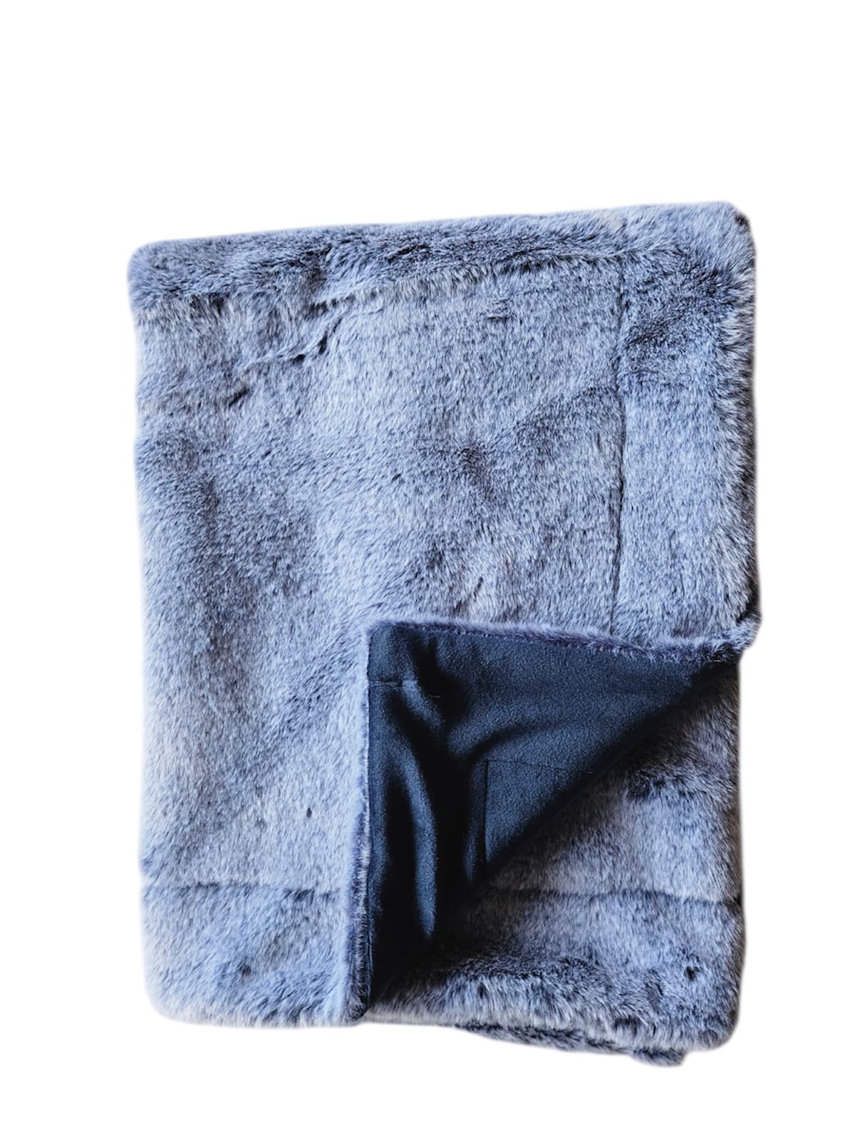 My Little Lux Blue Furry/Denim Velour Blanket
