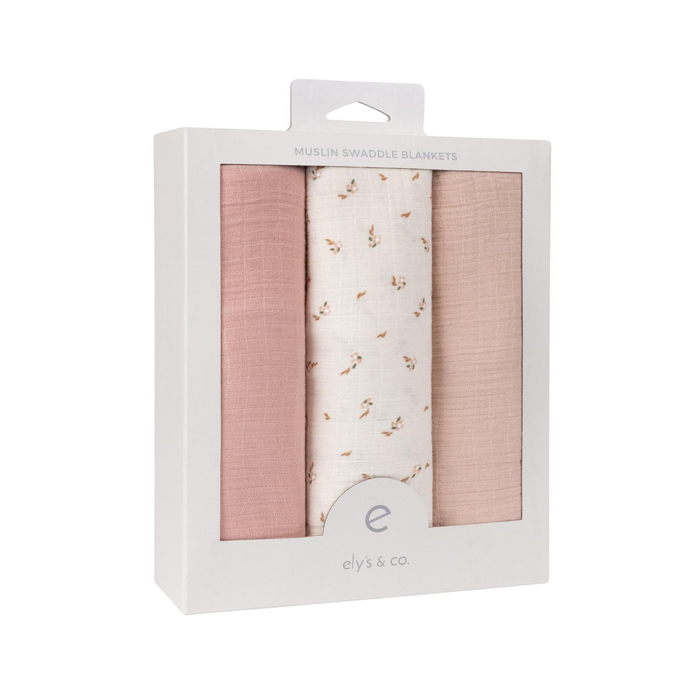 Ely's & Co. Muslin Swaddle Three Pack - Pink Floral Collection