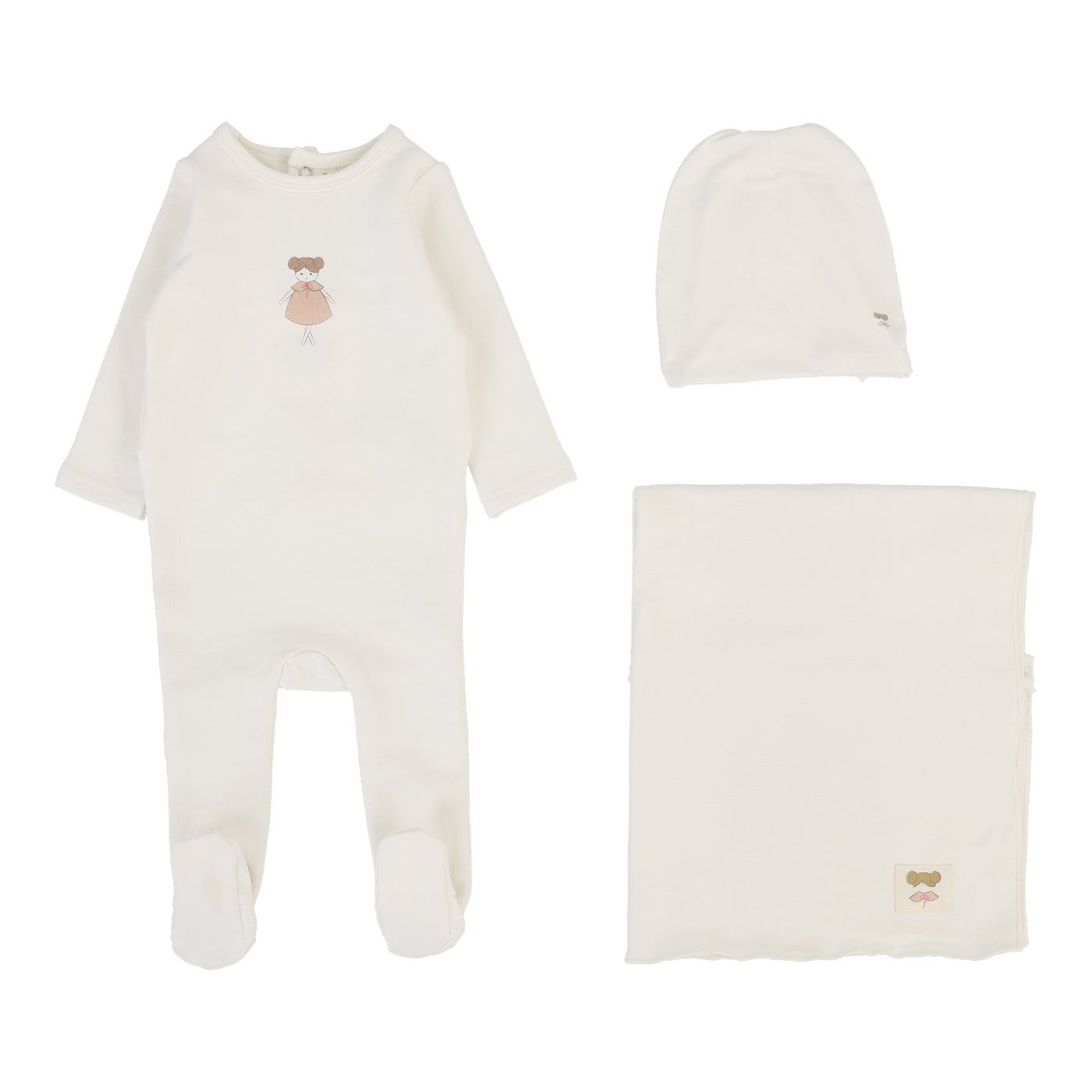 Lilette Graphic Doll Cream/Pink Cotton Three Piece Set