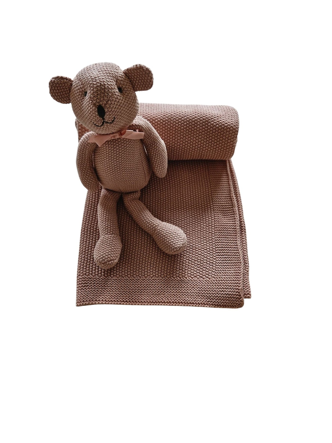 My Little Lux Pearl Knit Pink Blanket with 11 Inch Bear