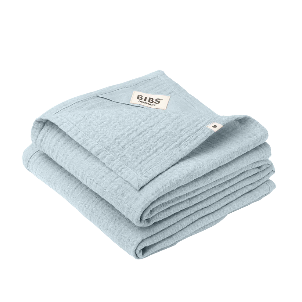 Bibs Two Pack Baby Blue Muslin Receiving Blanket