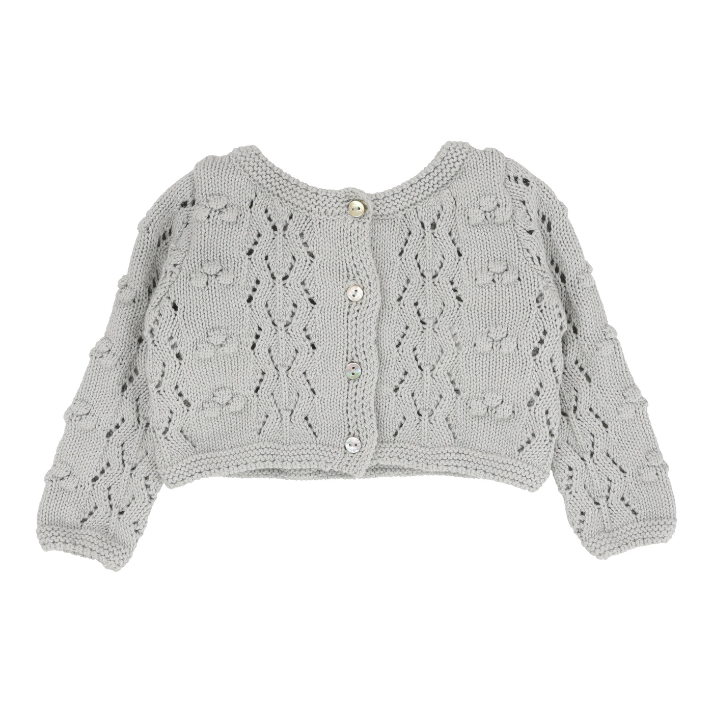 Lilette Popcorn Weave Light Blue Knit Cardigan with Bonnet