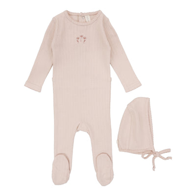 Lilette Stripe Pointelle Peachy Pink Three Piece Set