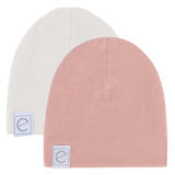 Ely's & Co. Cotton Beanies Two Pack Dusty Rose/Ivory