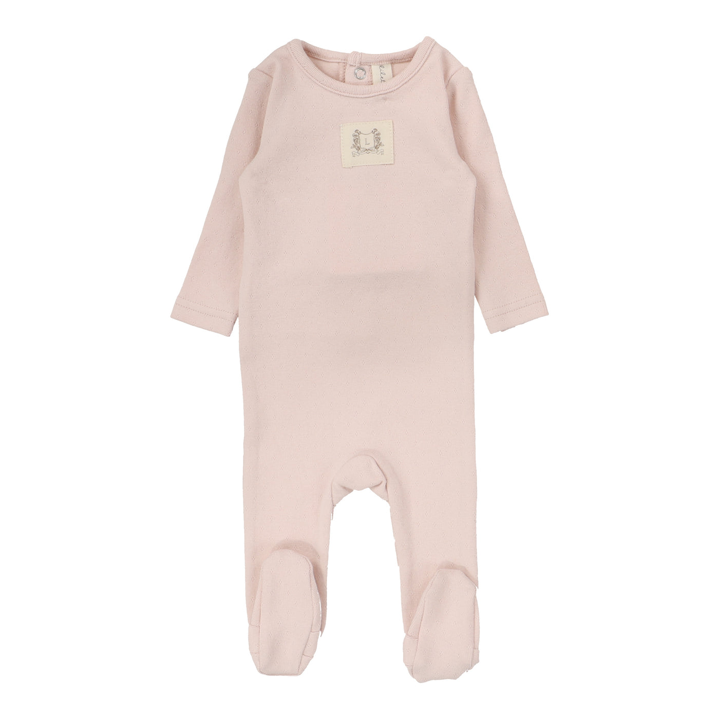 Lilette Pointelle Emblem Soft Pink Cotton Footie