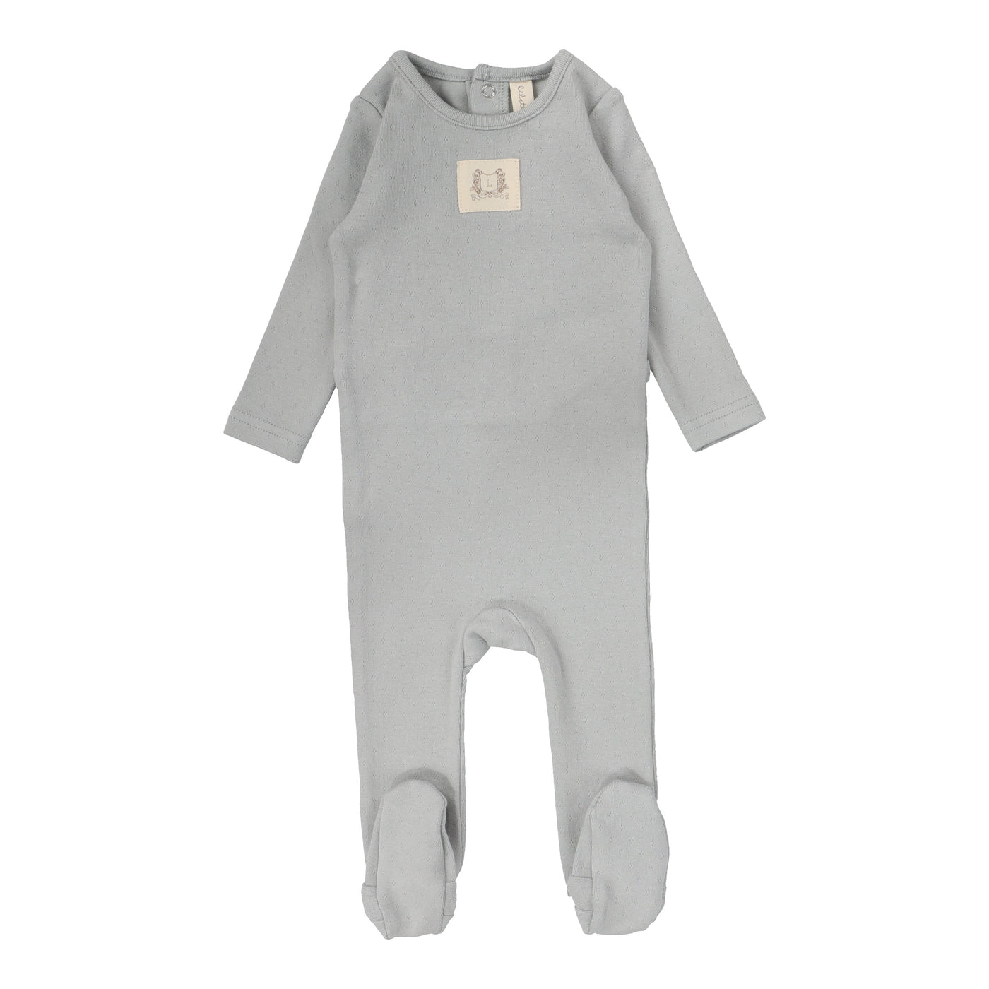 Lilette Pointelle Emblem Light Blue Cotton Footie