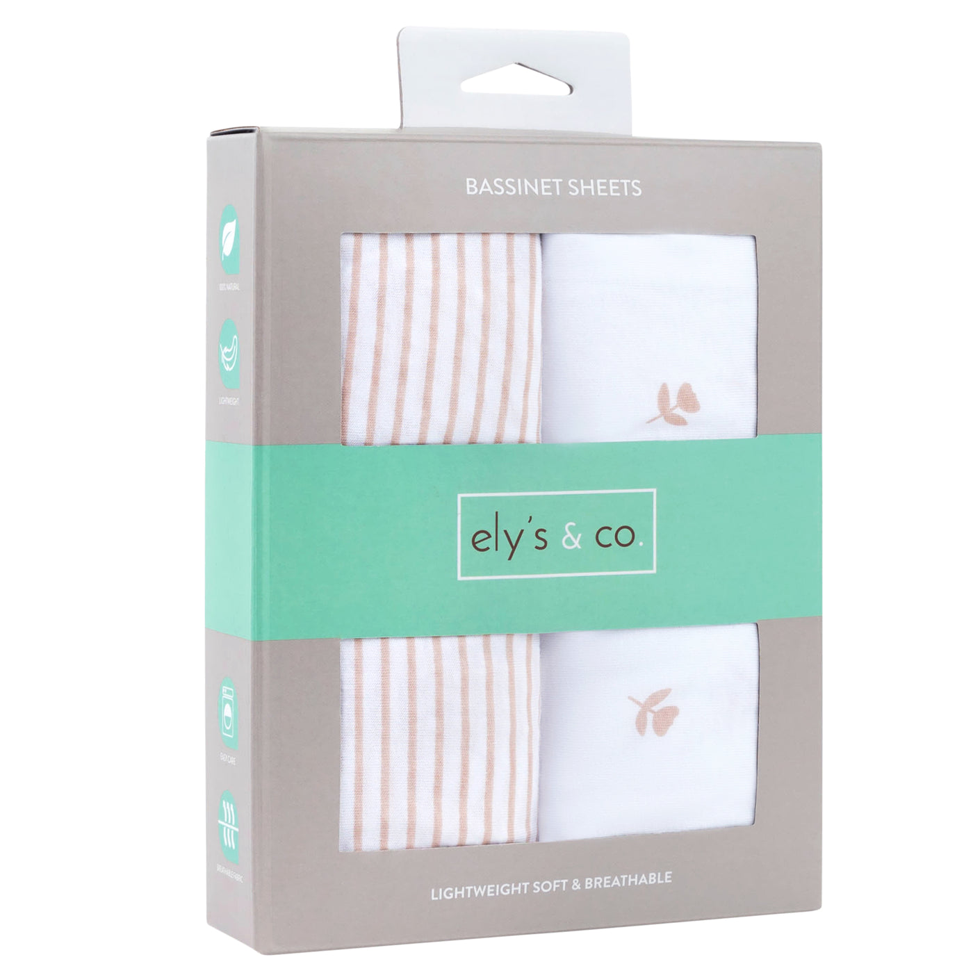 Ely's & Co. Two Pack Bassinet Sheets - Tulip/Stripe Collection Pink