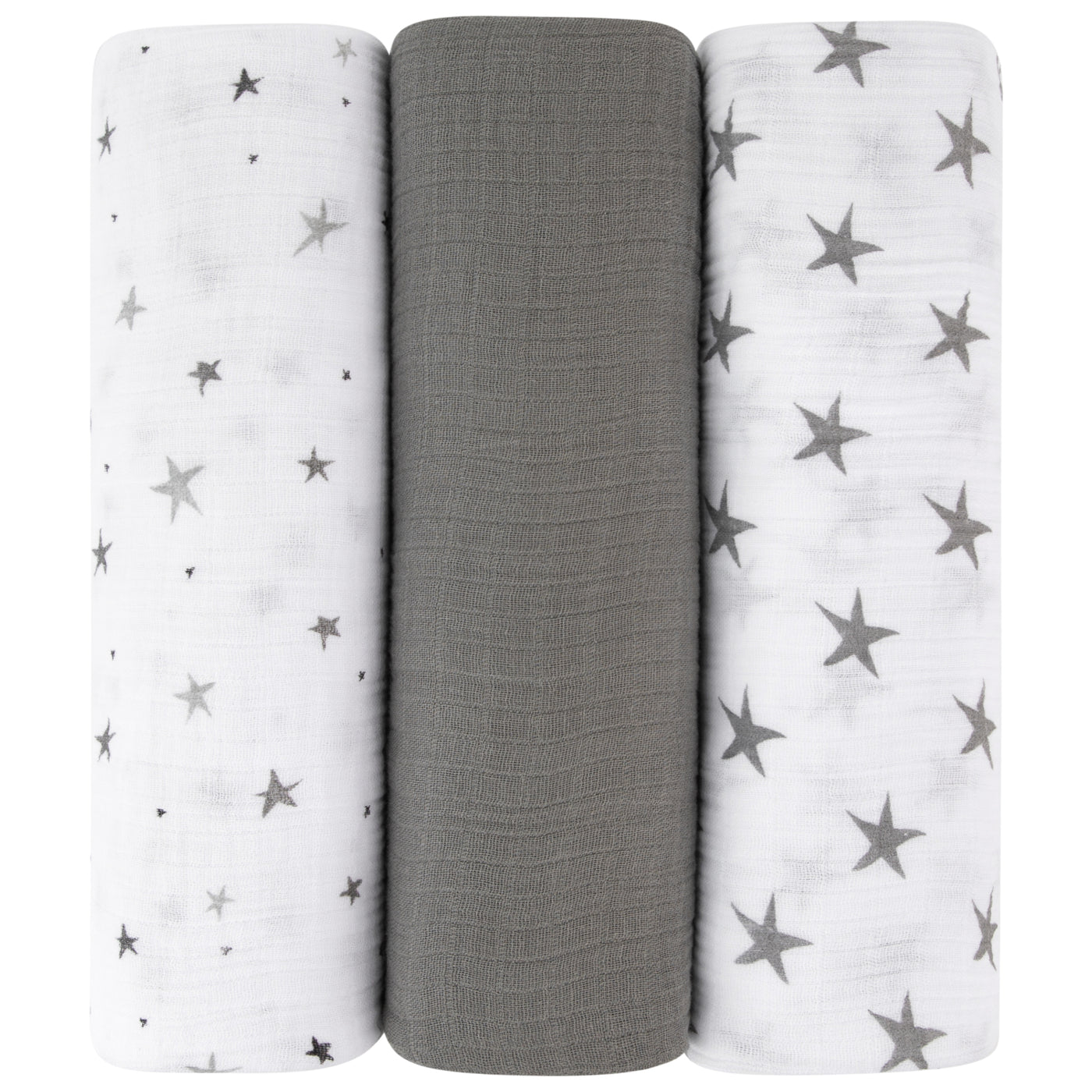 Ely's & Co. Muslin Swaddle Three Pack - Gray Star Collection