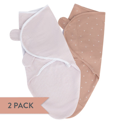 Ely's & Co. Two Pack Swaddle Pouches - Tulips/Stripes Collection Pink