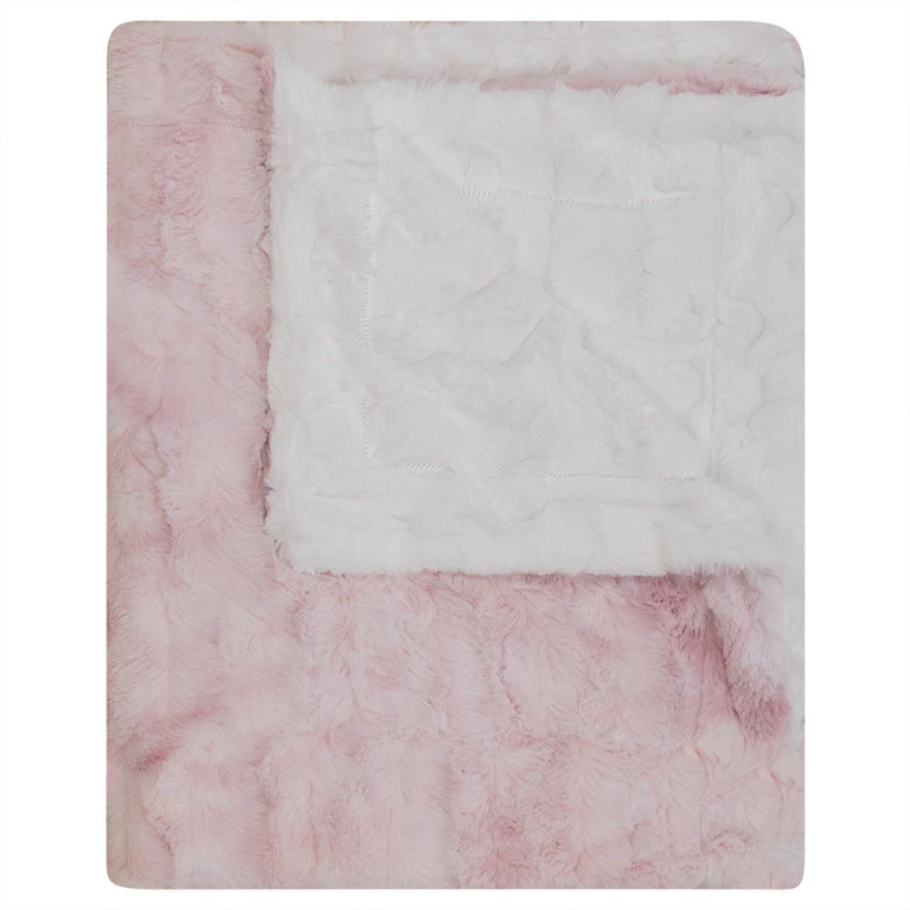 Bondoux Bebe Pink Tie Dye/White Luxe Furry Blanket