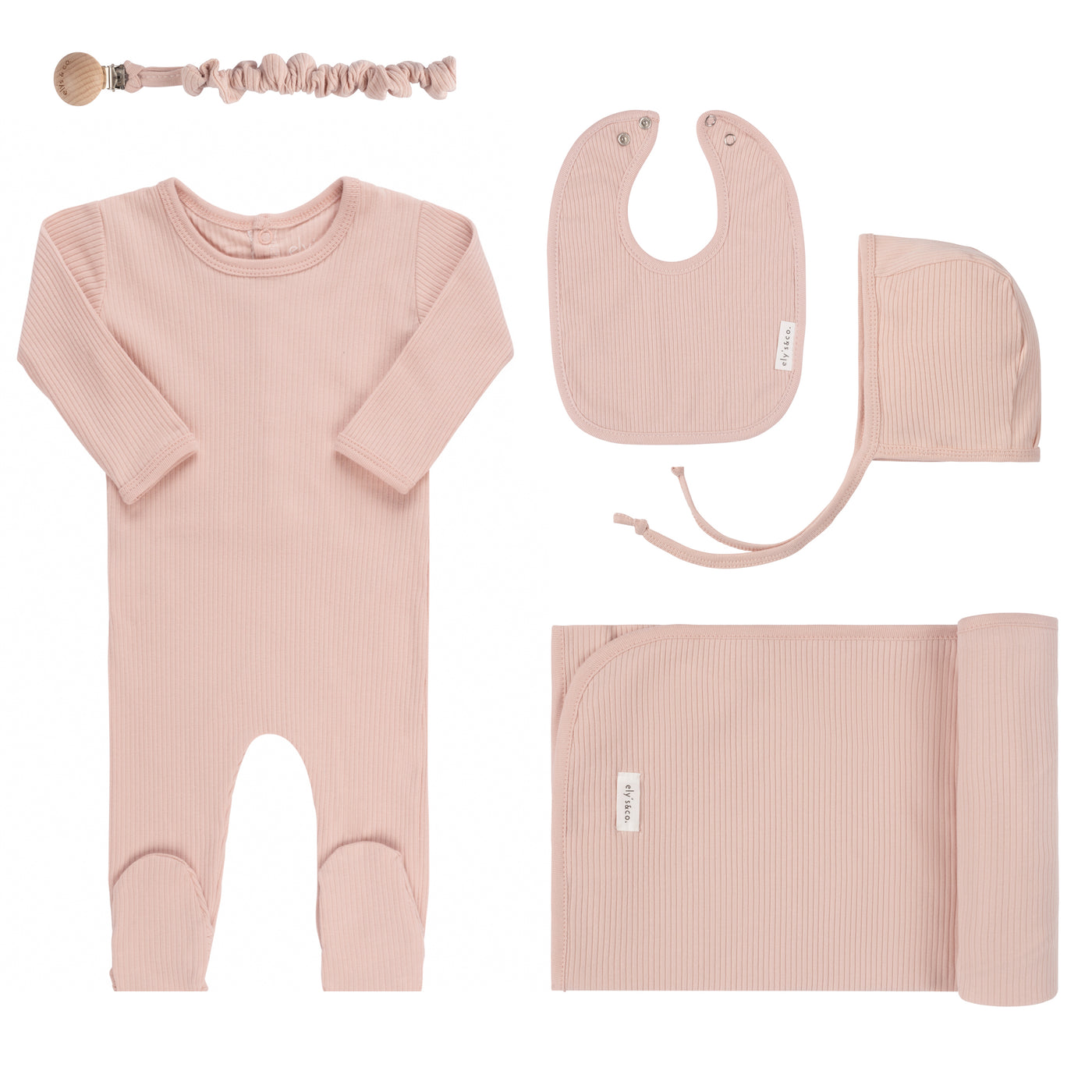 Ely's & Co. Ribbed Solid Collection Blush Five Piece Set