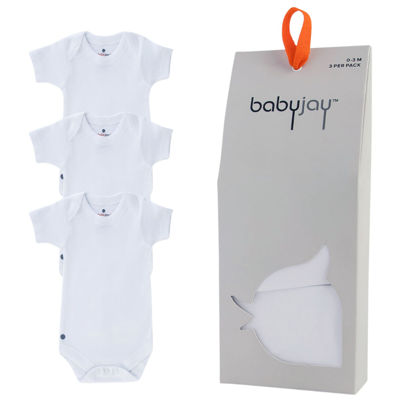 Baby Jay Three-Pack Ribbed Cotton Short Sleeve Snap Crotch White Undershirts