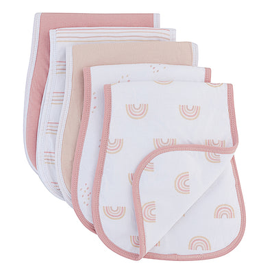 Ely's & Co. Absorbent Contoured Burp Cloth Five Pack - Dusty Pink Rainbow Collection