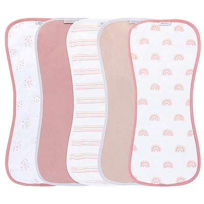 Ely's & Co. Absorbent Contoured Burp Cloth Five Pack - Dusty Pink Rainbow Collection