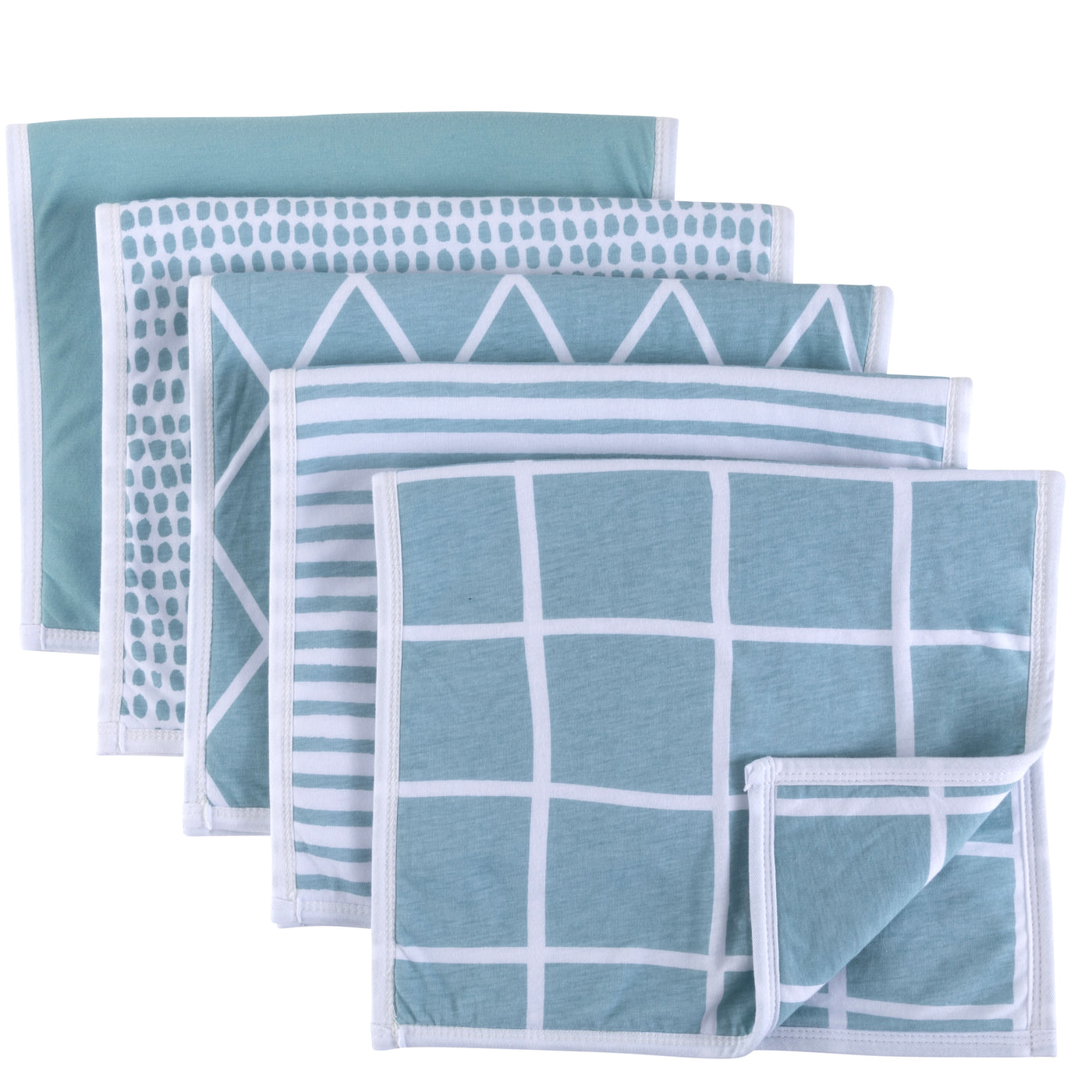 Ely's & Co. Absorbent Reversible Square Burp Cloth Five Pack - Blue Collection