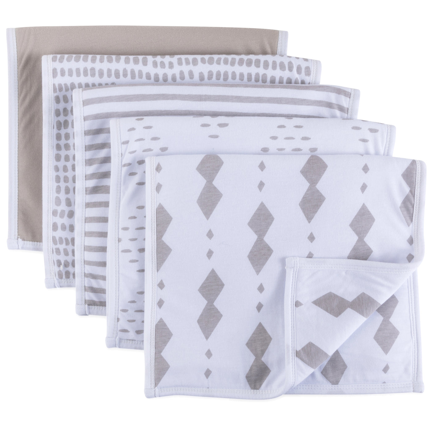 Ely's & Co. Waterproof Square Burp Cloth Five Pack - Taupe Collection