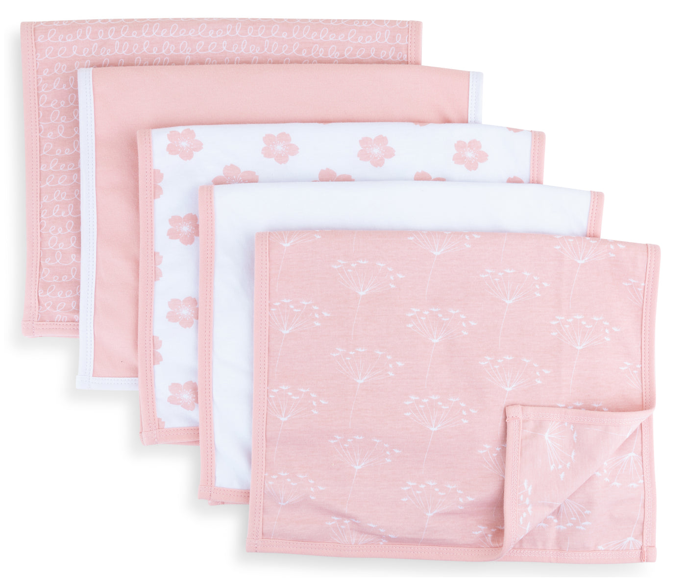 Ely's & Co. Waterproof Square Burp Cloth Five Pack - Pink Collection