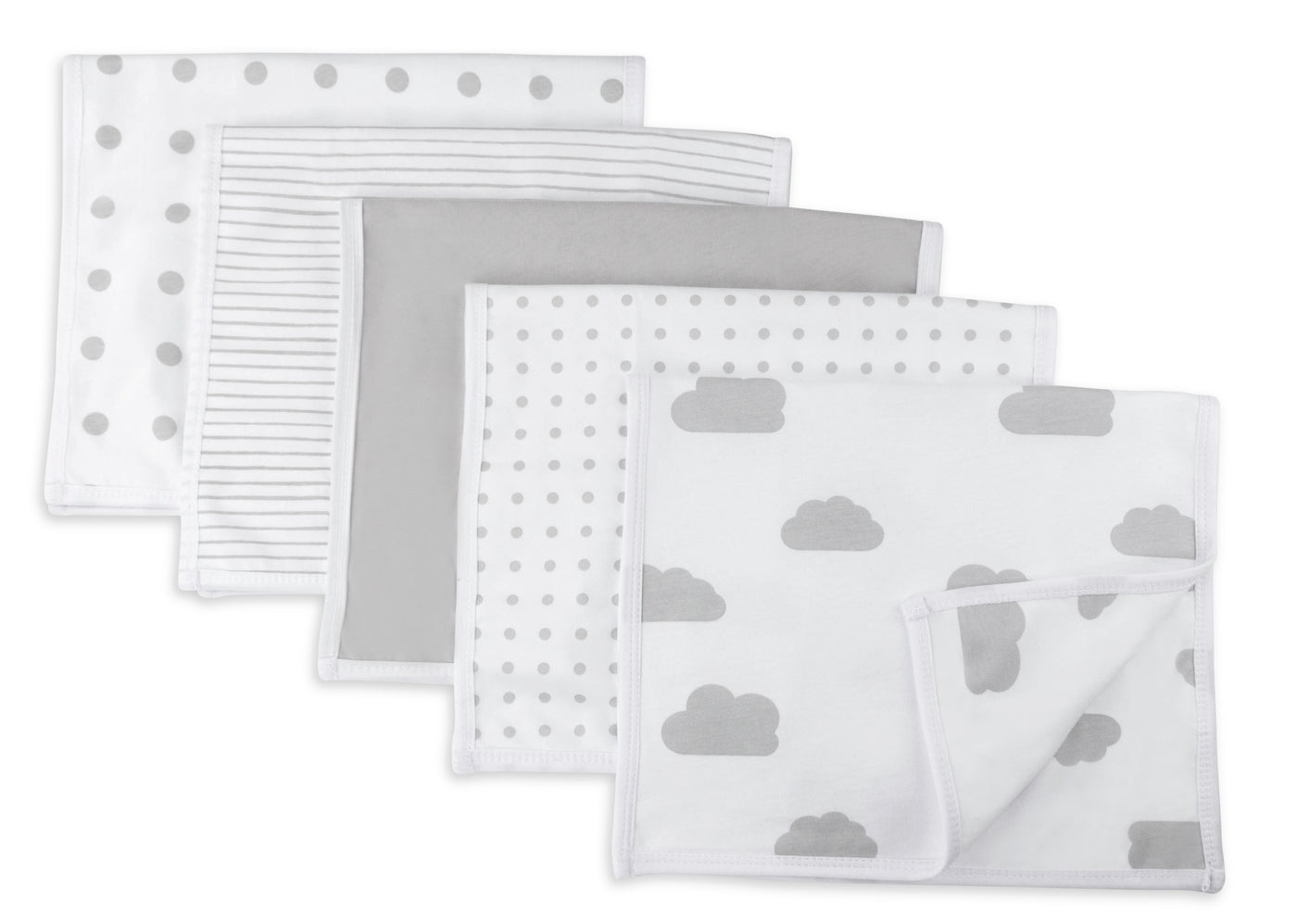 Ely's & Co. Waterproof Square Burp Cloth Five Pack - Gray Collection