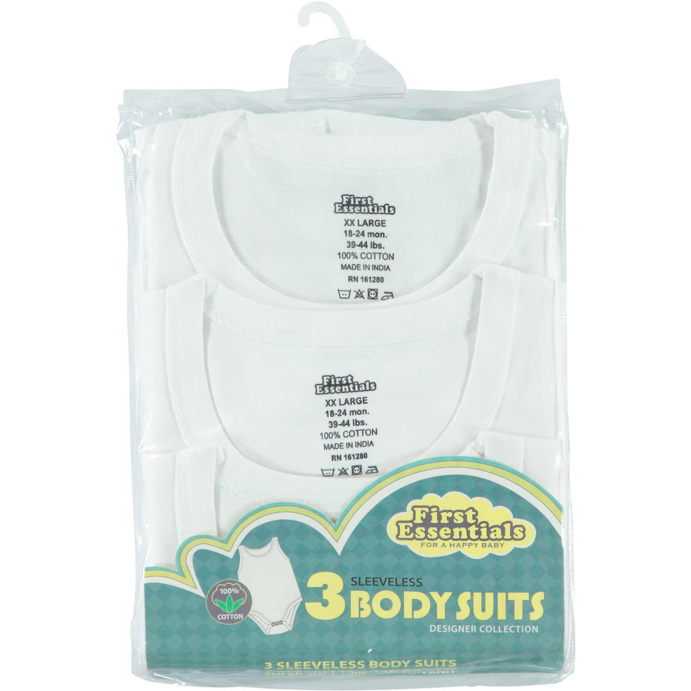 First Essentials Three-Pack Sleeveless Snap Crotch White Undershirts ...