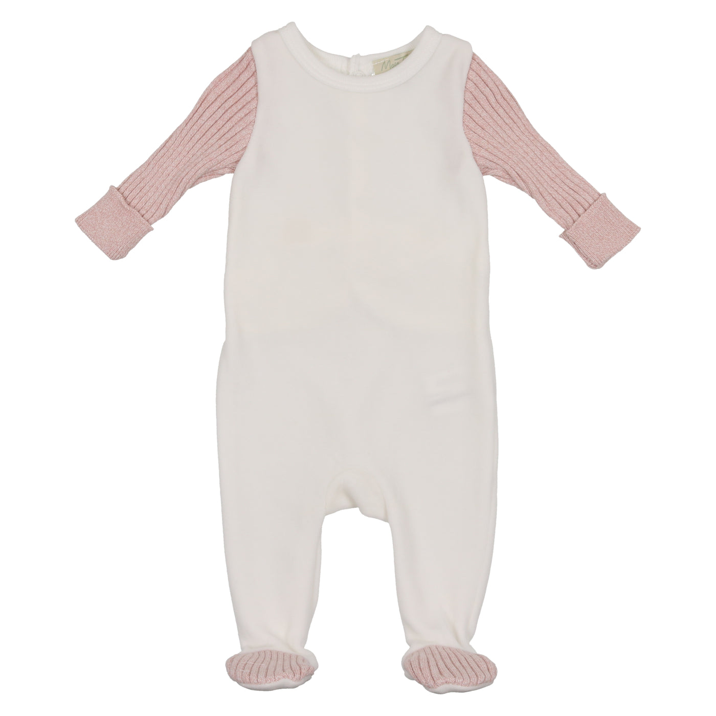 Mon Tresor French Heather Ivory/Rose Velour/Knit Footie