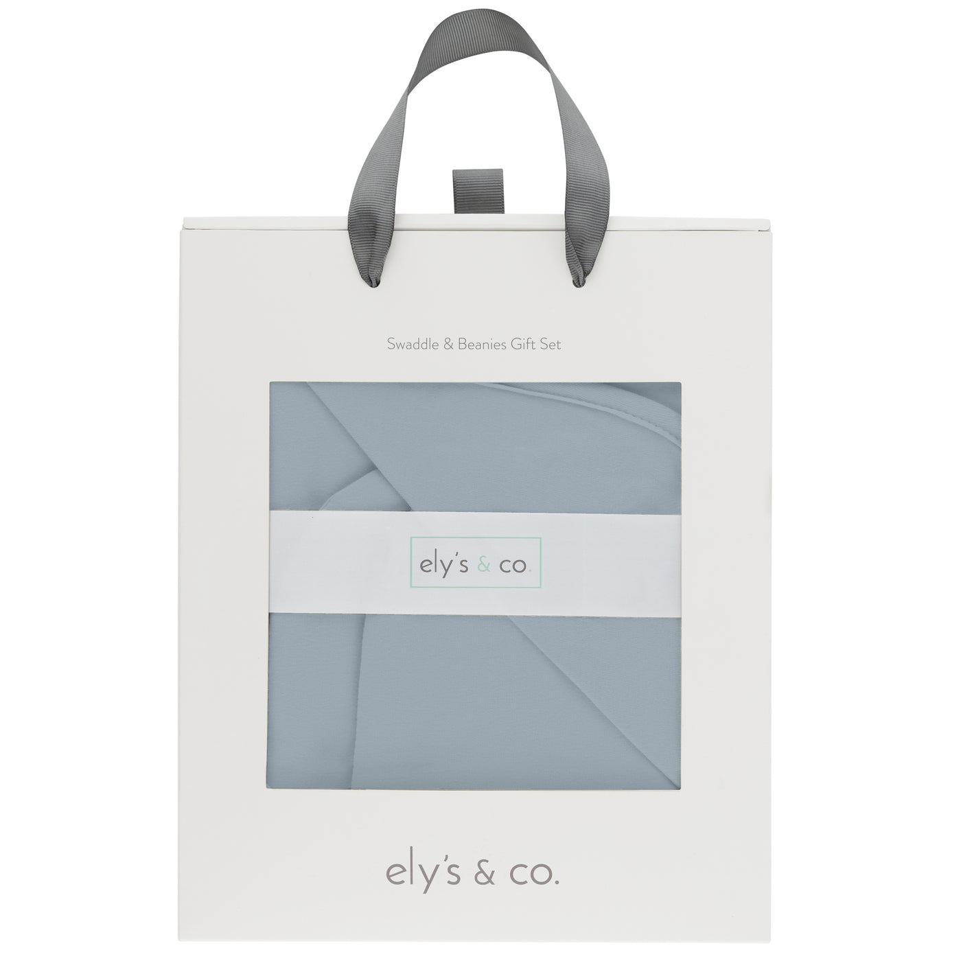 Ely's & Co. Receiving Blanket with Two Beanies - Dusty Blue