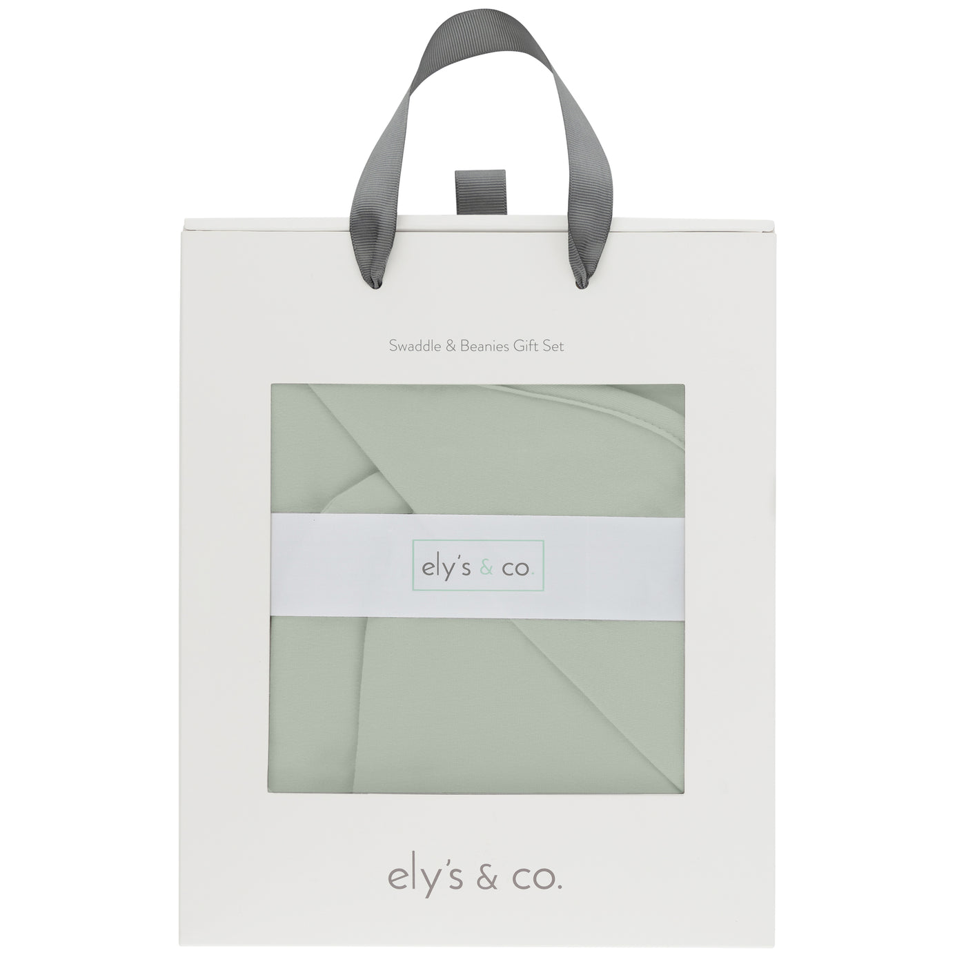 Ely’s & Co. Receiving Blanket with Two Beanies - Sage