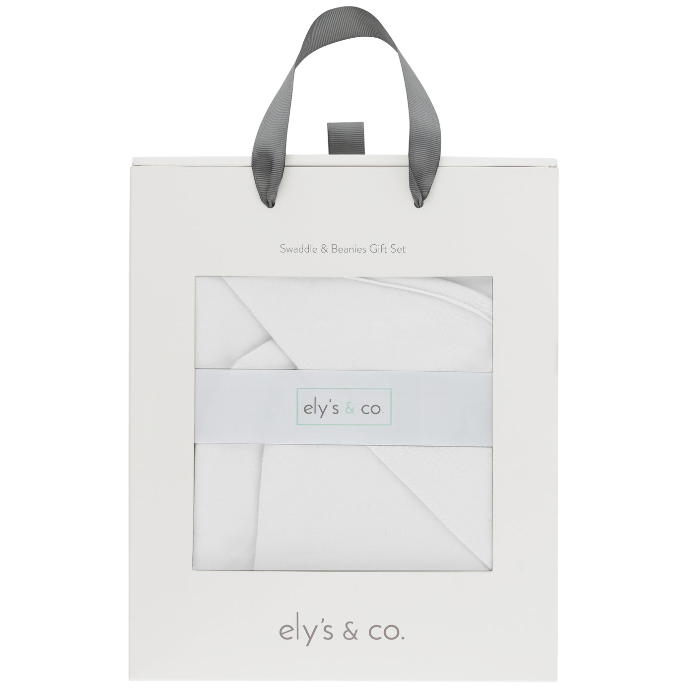 Ely’s & Co. Receiving Blanket with Two Beanies - White