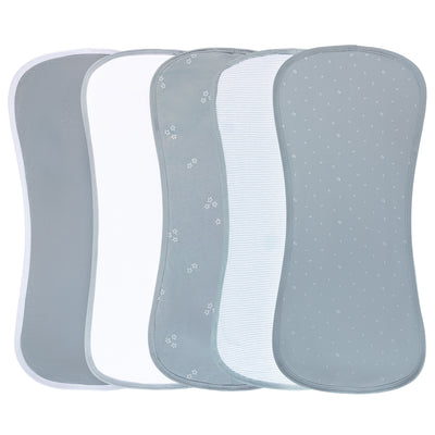 Ely's & Co. Light Weight Contoured Burp Cloth Five Pack - Blue Leaf Collection