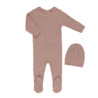 Tricot Bebe Braided Knit Mauve Three Piece Set