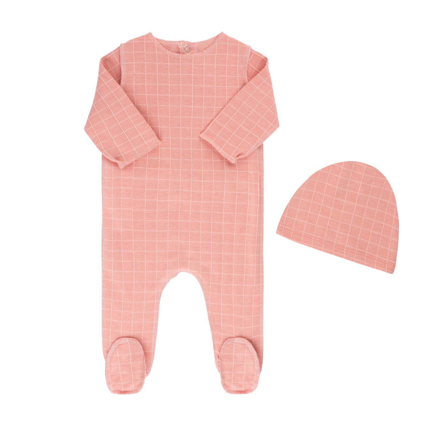 Tricot Bebe Checkered Rose Footie with Beanie