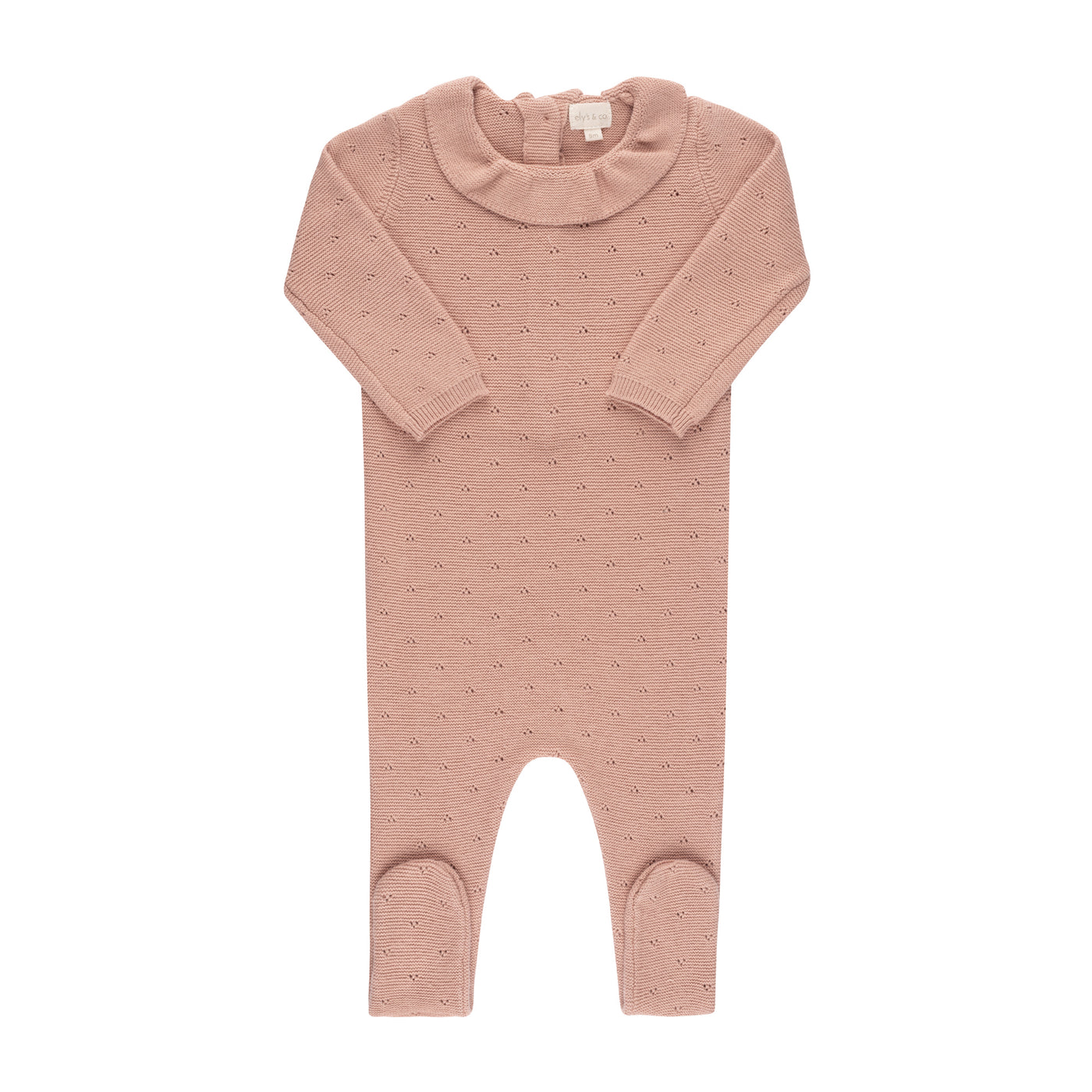Ely's & Co. Pointelle Knit Mahogany Rose Footie