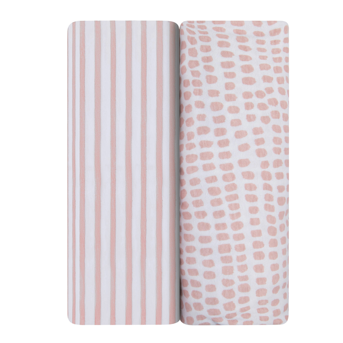 Ely's & Co. Waterproof Two Pack Portable Crib / Pack N Play Sheets - Pink Stripes & Splash Collection