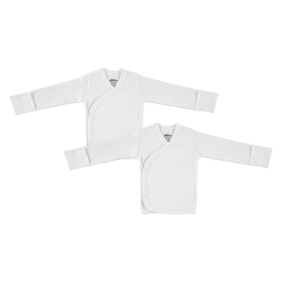 First Essentials Two-Pack Side Wrap Half-Height Long Sleeve White Undershirts