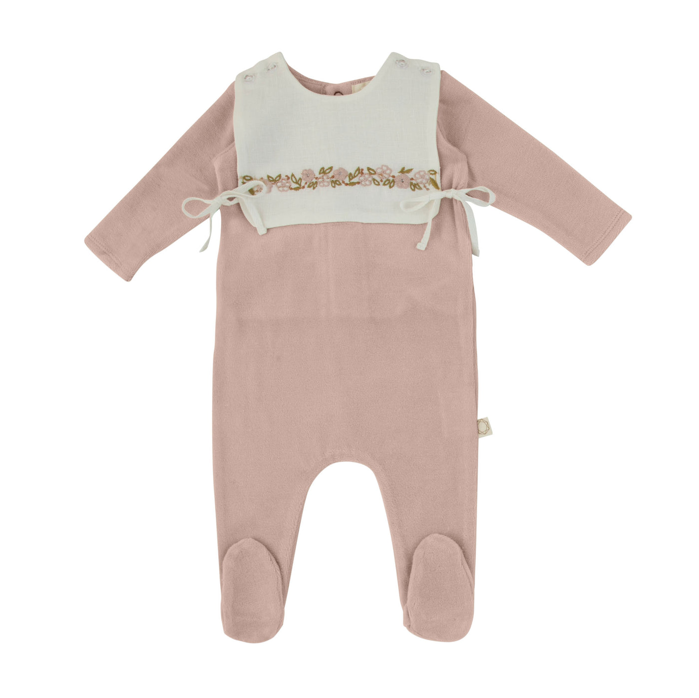 Citrine Linen Insert Dusty Pink Velour Footie with Bonnet