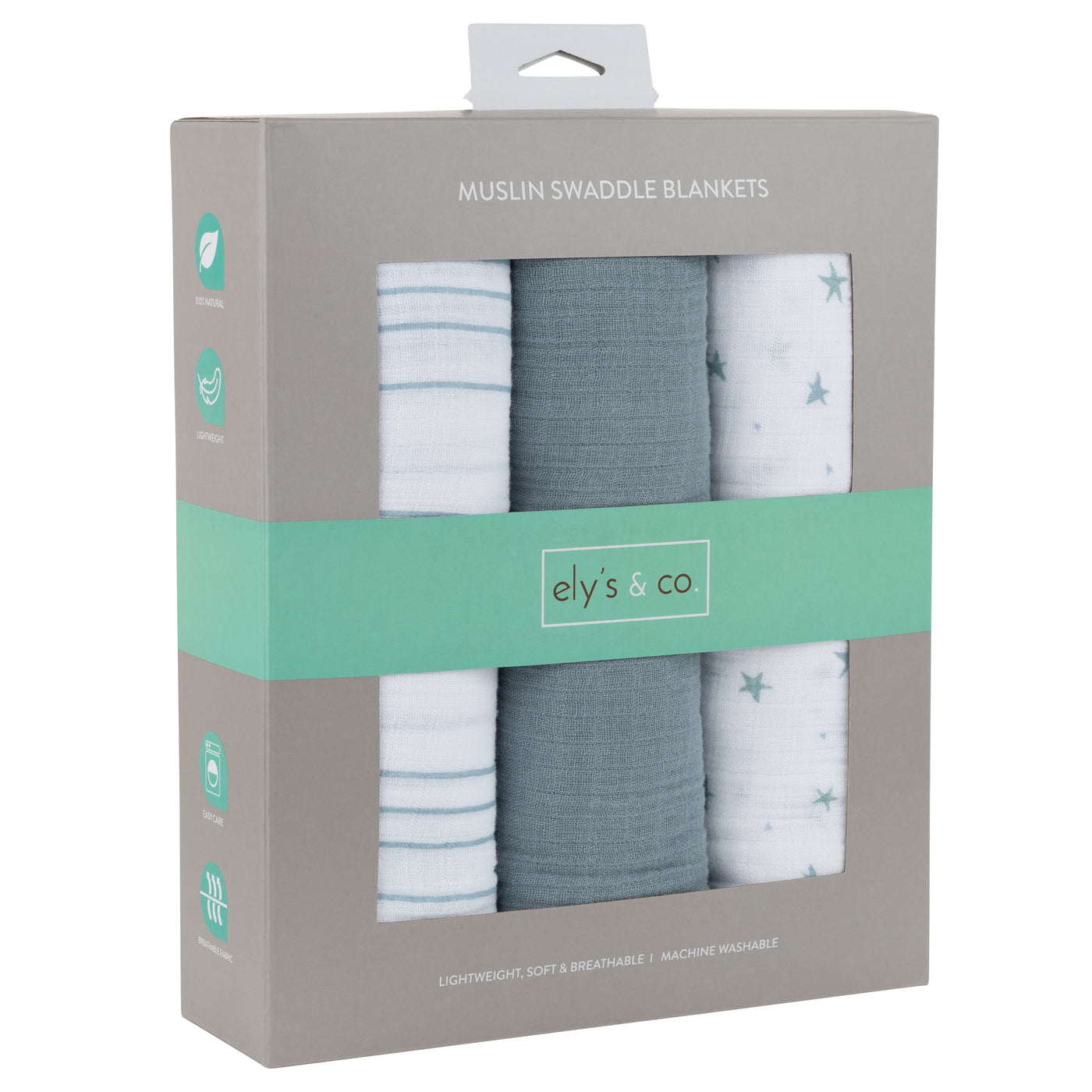 Ely's & Co. Muslin Swaddle Three Pack - Blue Star Collection