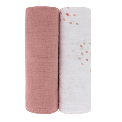 Ely's & Co. Muslin Swaddle Two Pack - Pink Dots Collection