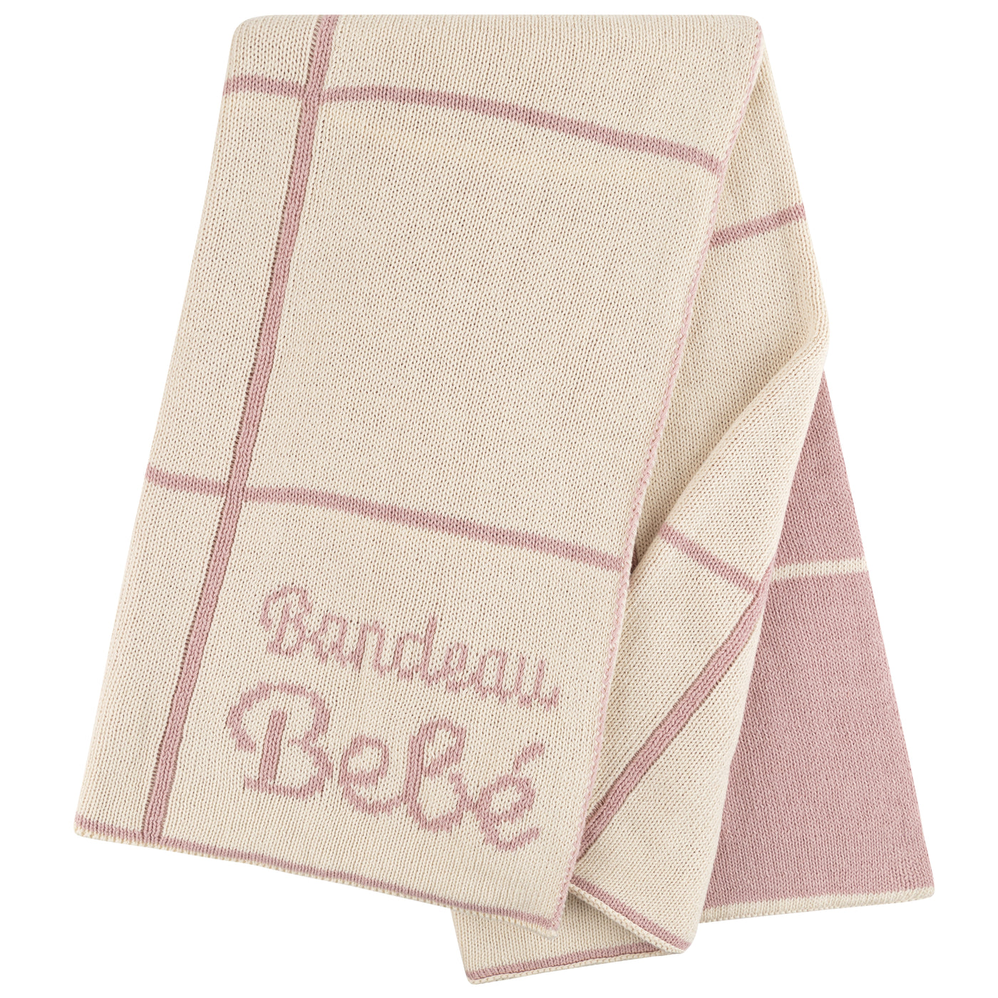 Bandeaux Bebe Windowpane Mauve/ Ivory Knit Blanket