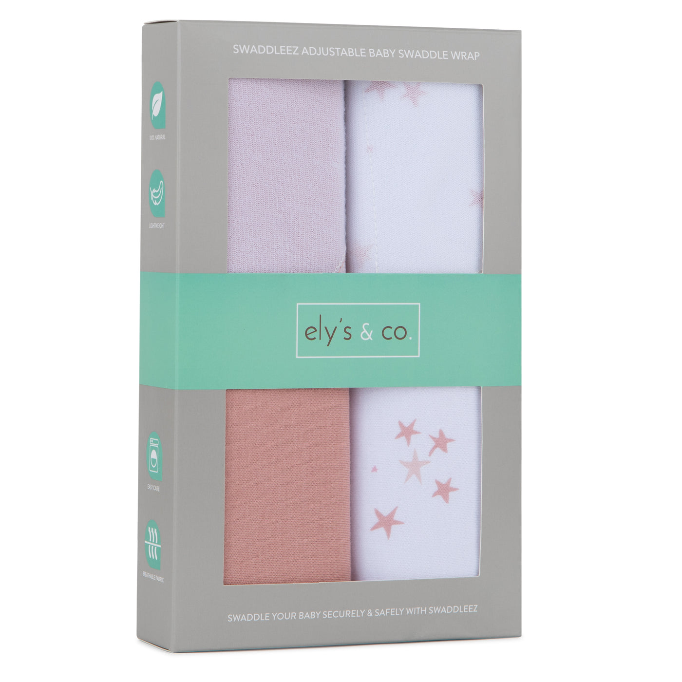Ely's & Co. Two Pack Swaddle Pouches - Star Collection Pink