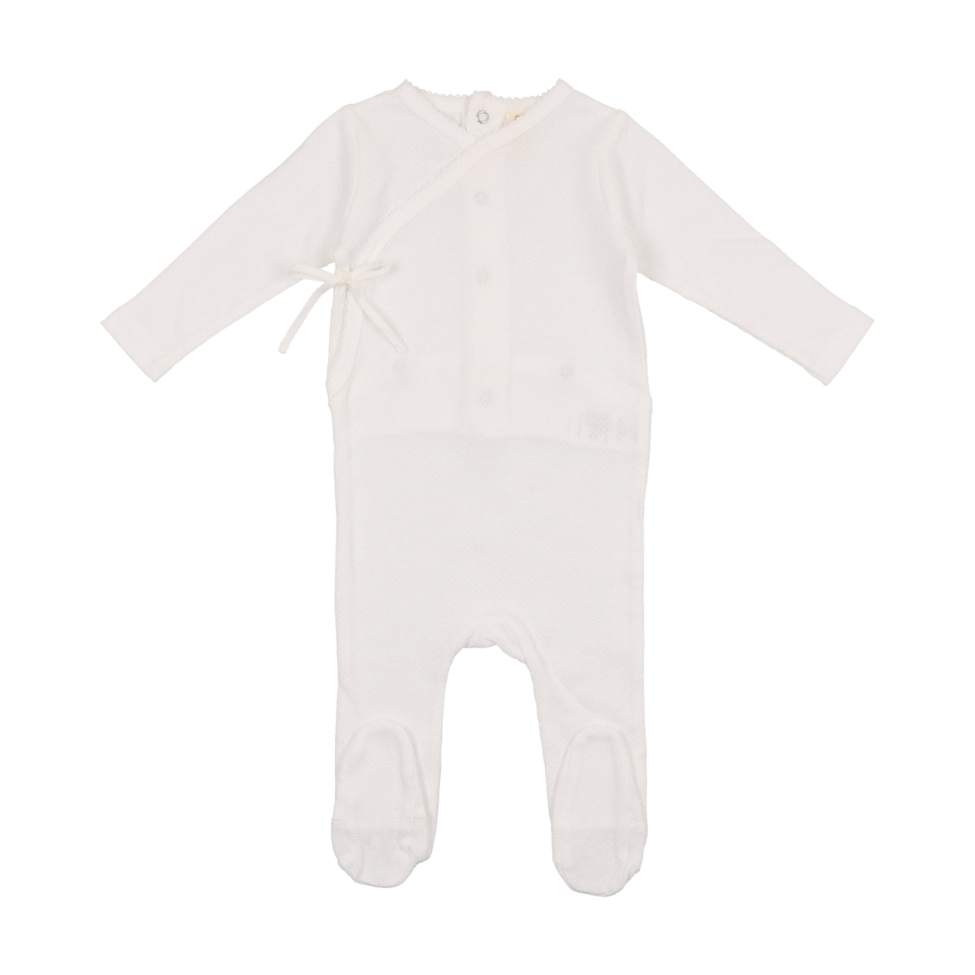 Lilette Pointelle Wrapover White Scallop Edge Footie