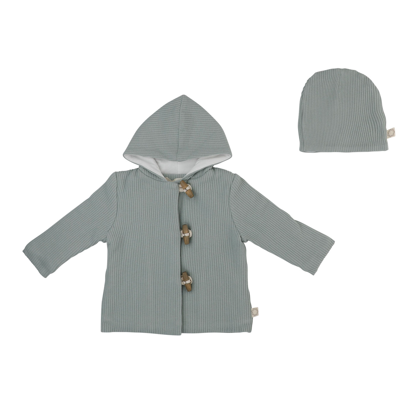 Citrine Ribbed Cotton Toggle Vintage Blue Jacket With Beanie