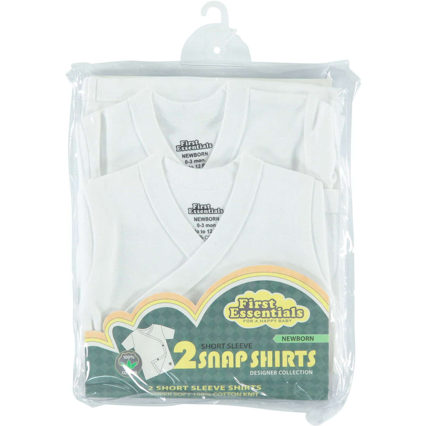First Essentials Two-Pack Side Wrap Half-Height Short Sleeve White Undershirts