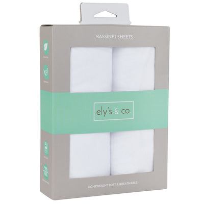 Ely's & Co. Two Pack Bassinet Sheets - White