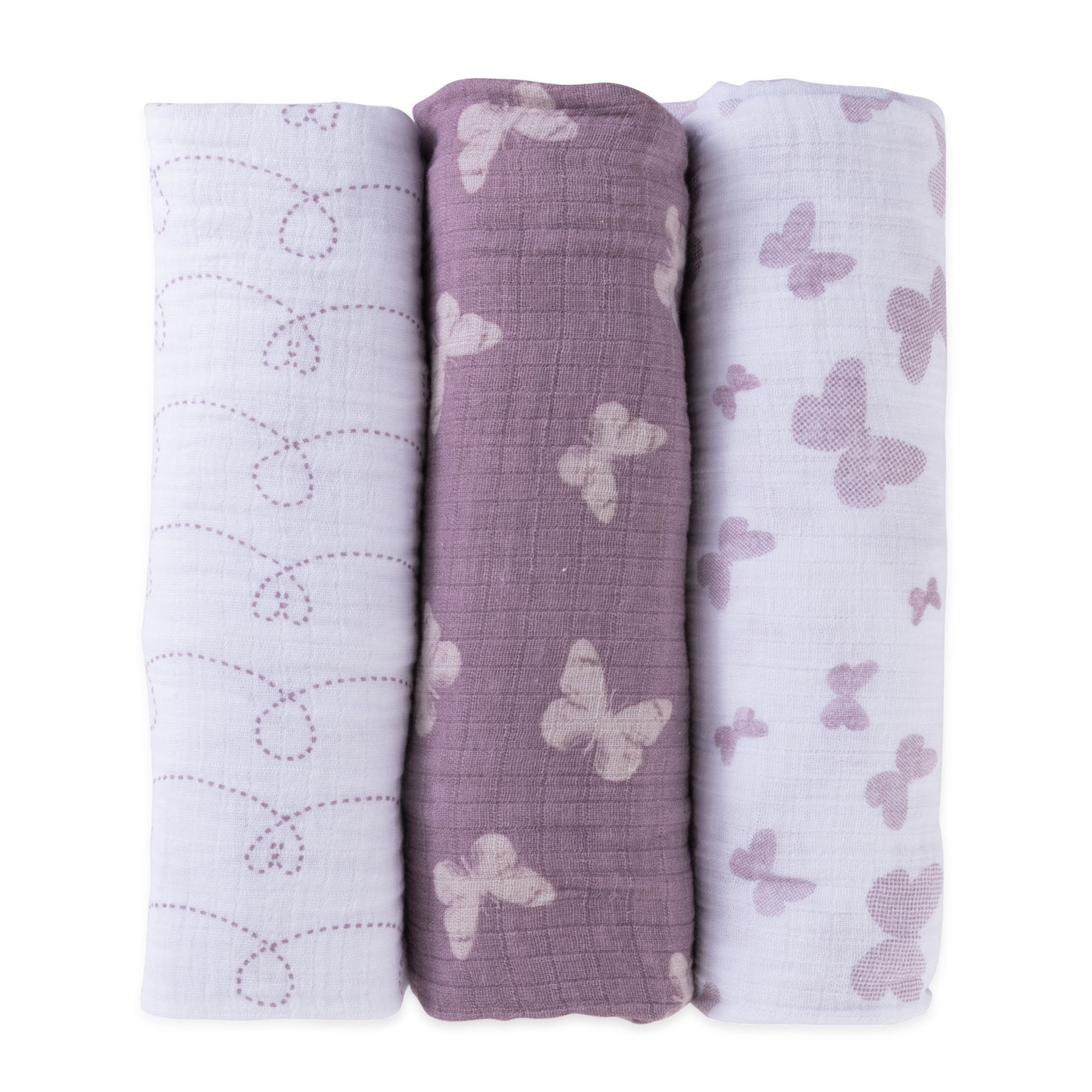Ely's & Co. Muslin Swaddle Three Pack - Lavender Butterfly Collection