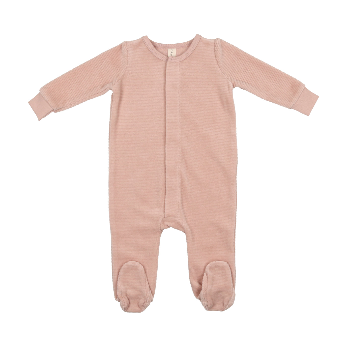 Lilette Ribed Logo Light Blush Velour Footie