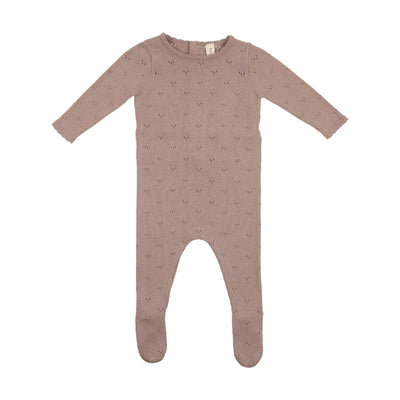 Lilette Pointelle Knit Blush Footie with Bonnet