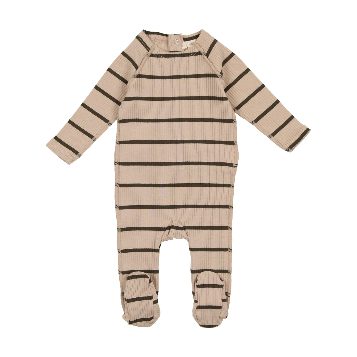 Lil Legs Striped Ribbed Evergreen/Ivory Footie