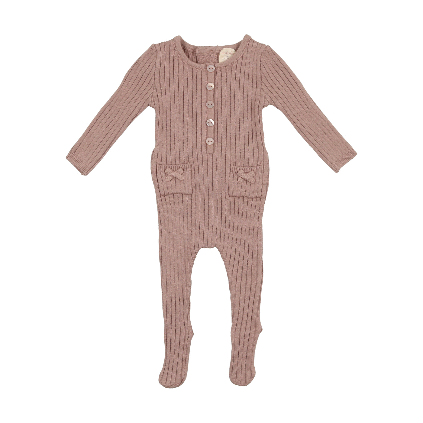 Analogie Two-Pocket Girls Dusty Mauve Knit Rib Three Piece Set