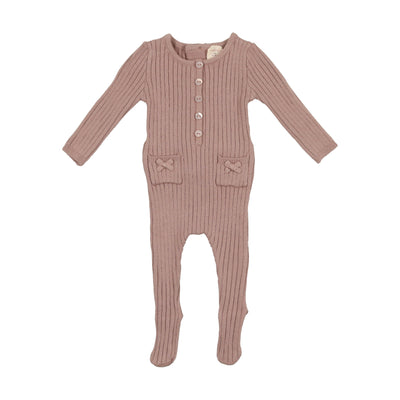 Analogie Two-Pocket Dusty Mauve Knit Rib Three Piece Set