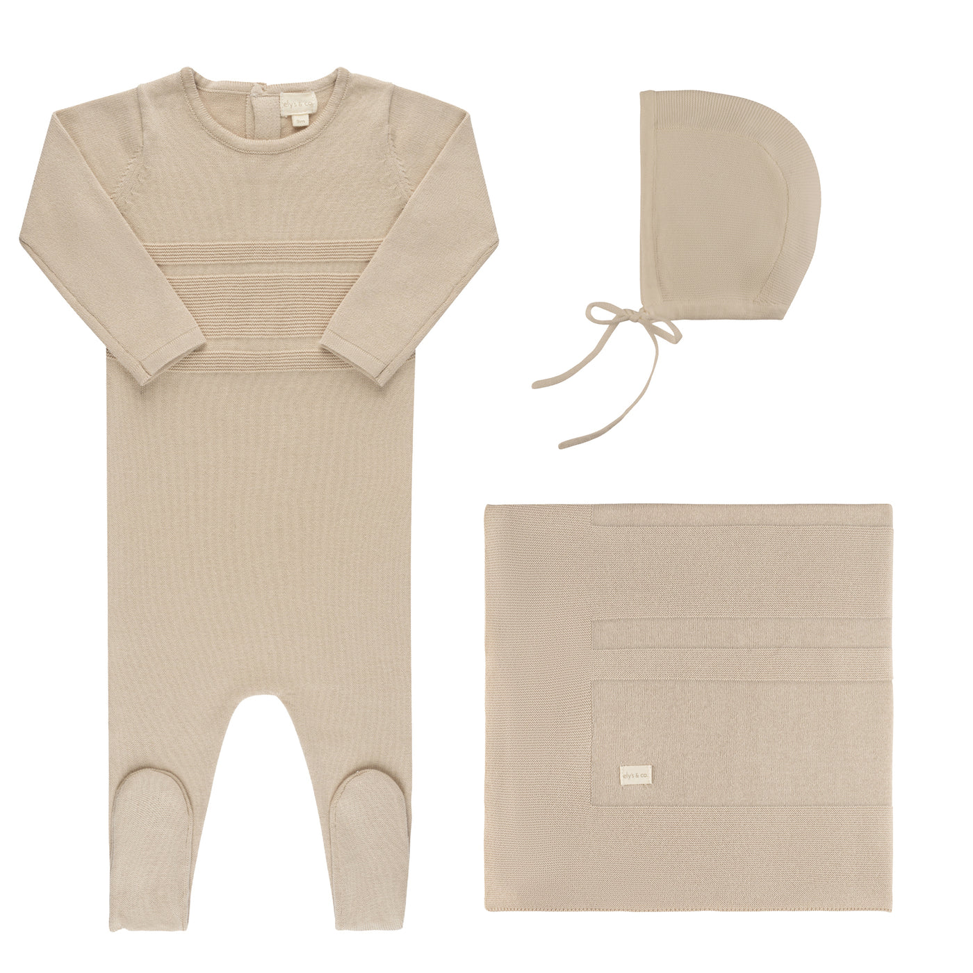 Ely's & Co. Raised Knit Taupe Three Piece Set